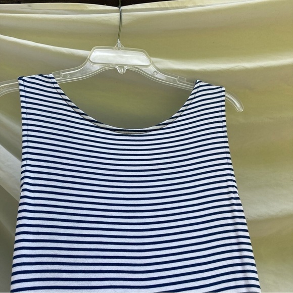 EST 1946 blue and white striped dress with tie in front, size medium - Picture 6 of 7
